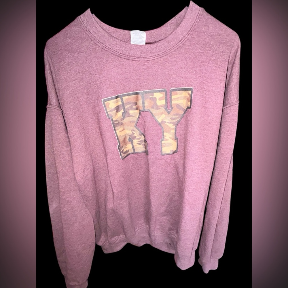 Gildan Heavy Blend Maroon Kentucky KY Sweatshirt - Camo Graphic X-Large